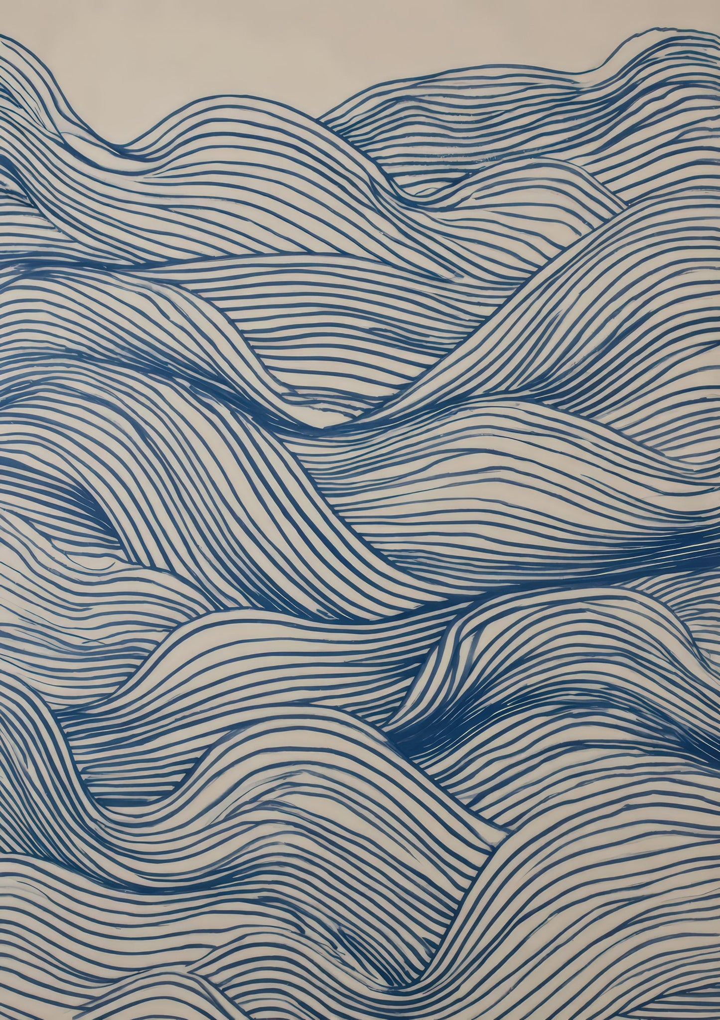 Blue Wave Pattern Print, Coastal Abstract Wall Art