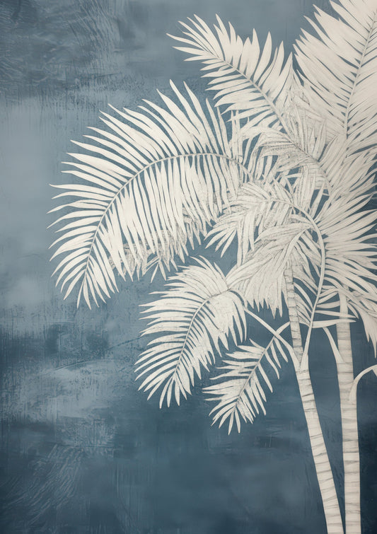 Moody Palm Trees Print, Tropical Landscape Wall Art