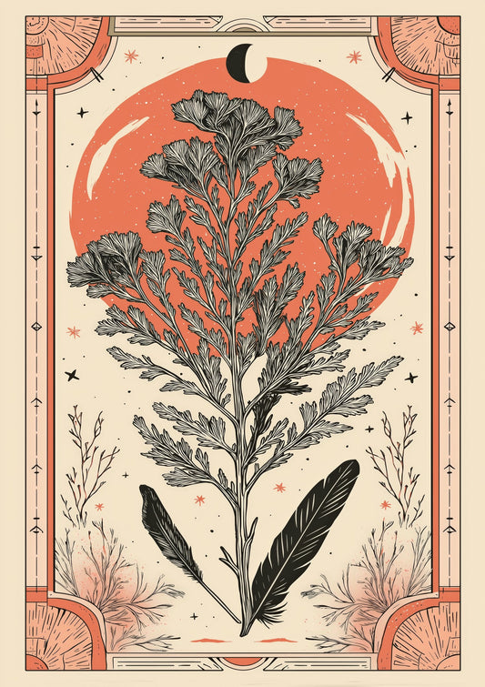 Botanical Tarot Print, Vintage Celestial Wall Art