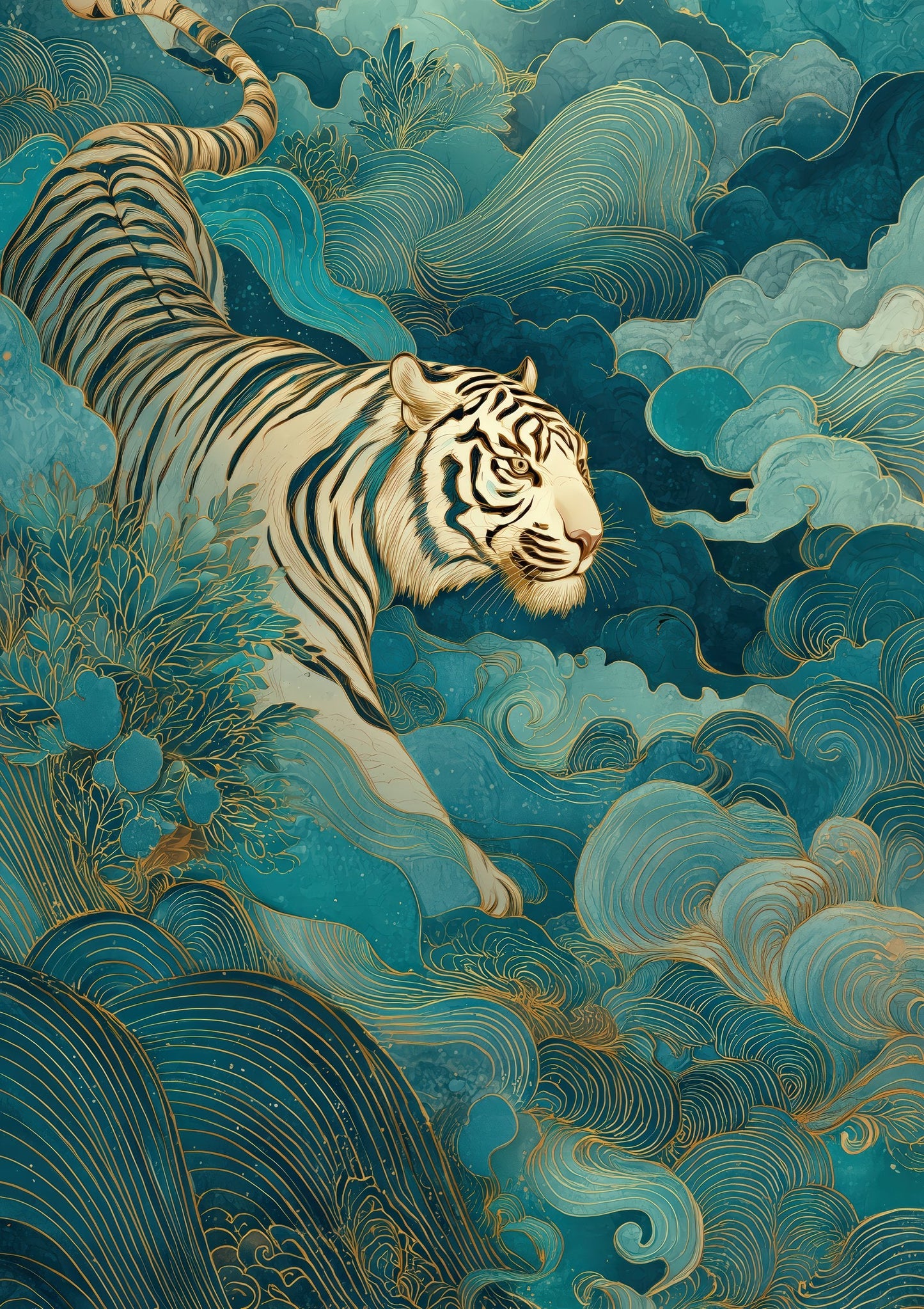 White Tiger Print, Oriental Animal Wall Art