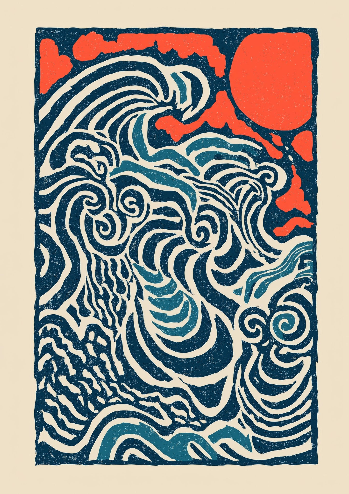 Year of the Tiger Linocut Print, Bold Animal Wall Art