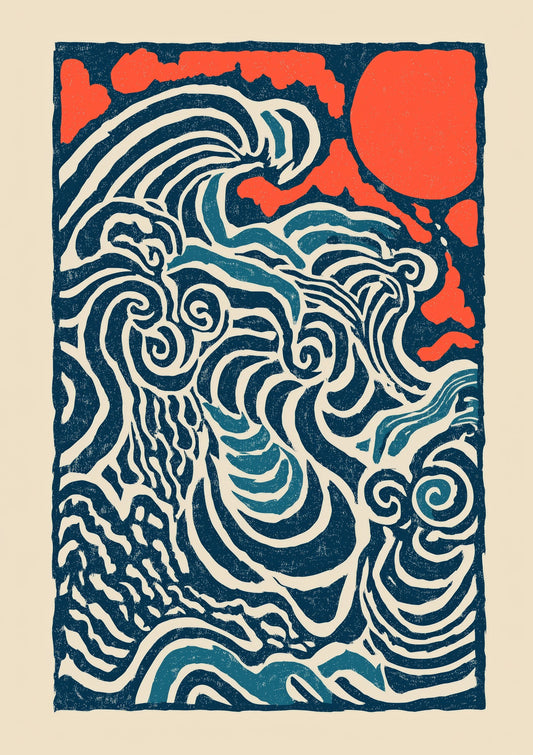 Year of the Tiger Linocut Print, Bold Animal Wall Art