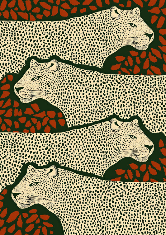 White Leopards Print, Graphic Big Cat Wall Art
