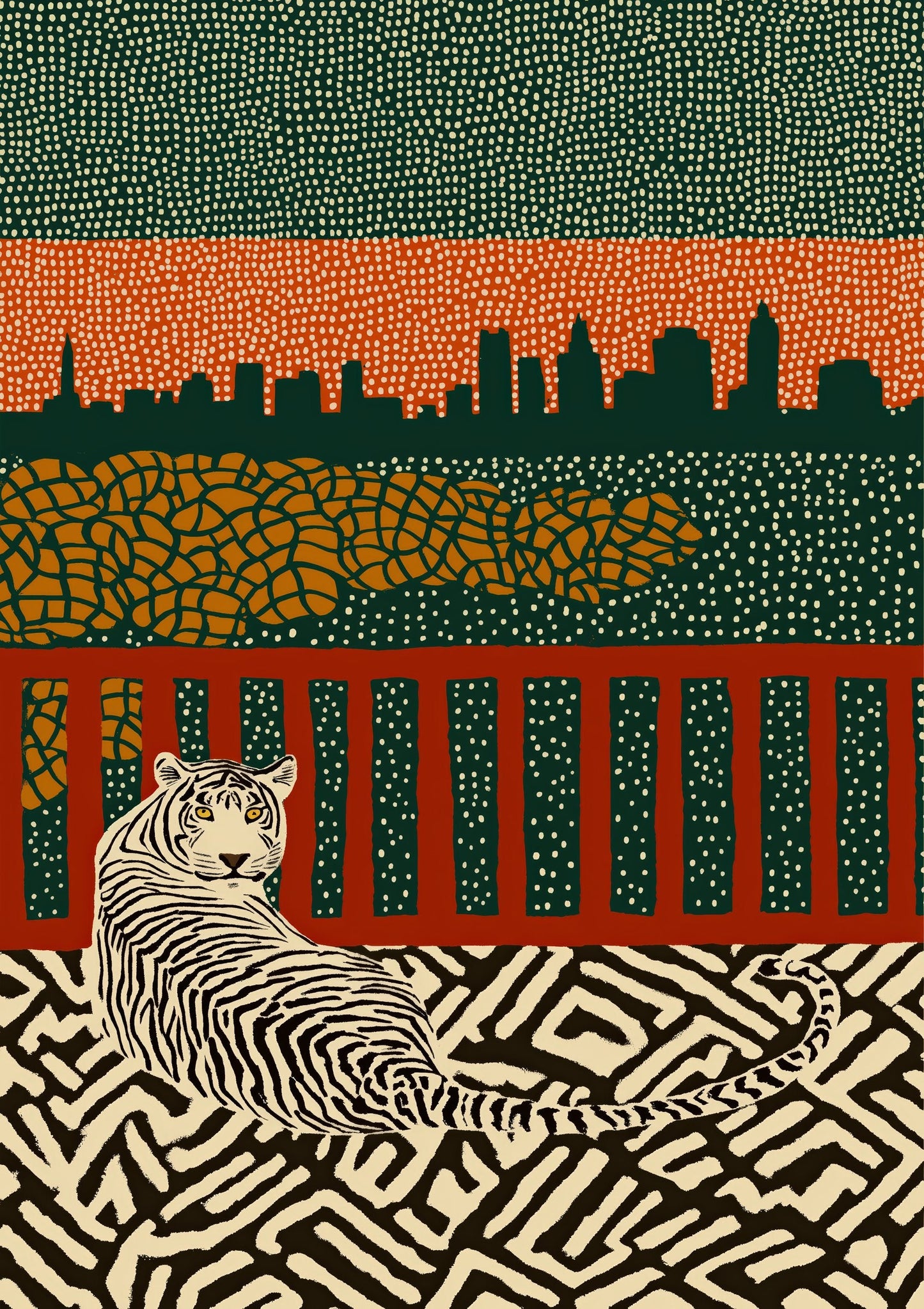 City Leopard at Night Print, Urban Animal Wall Art