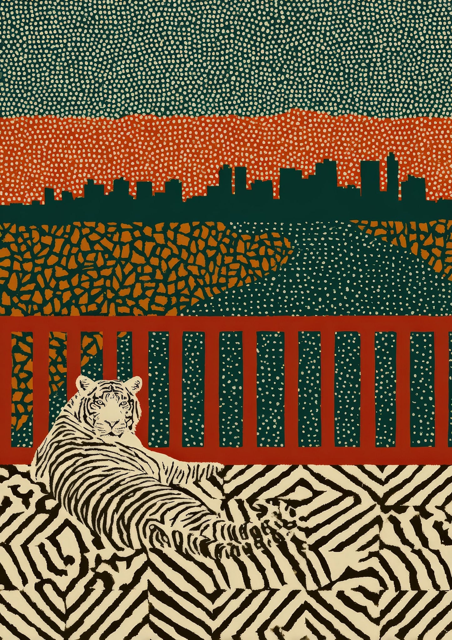 Urban Leopard Skyline Print, City Animal Wall Art