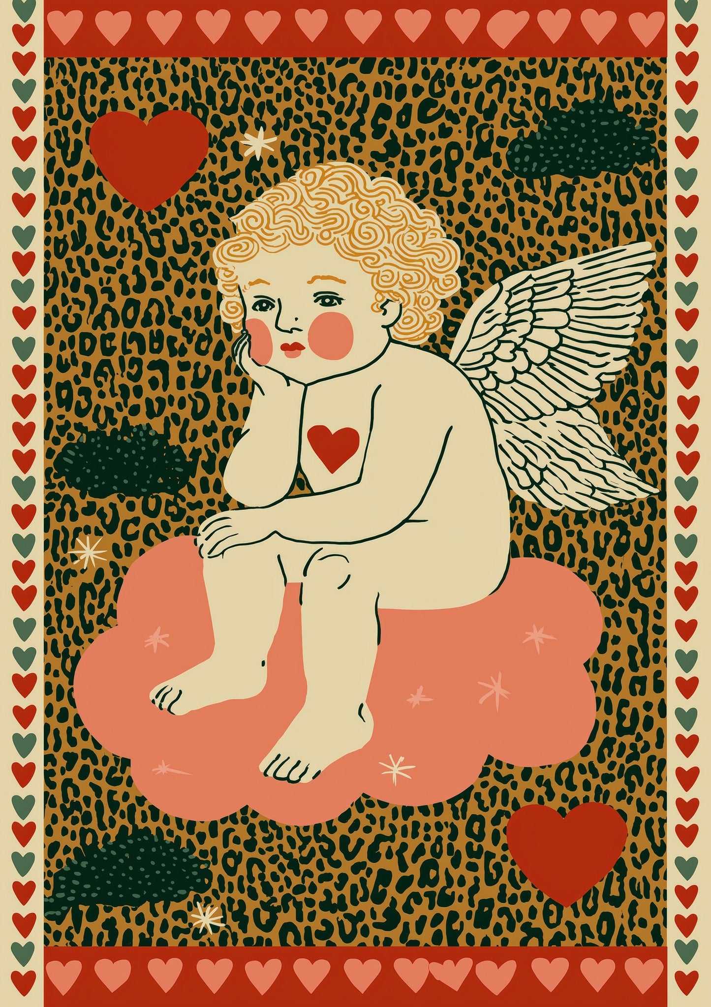 Cherub on Clouds Print, Romantic Angel Wall Art