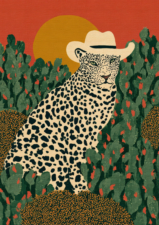 Leopard in Meadow Print, Sunlit Animal Wall Art