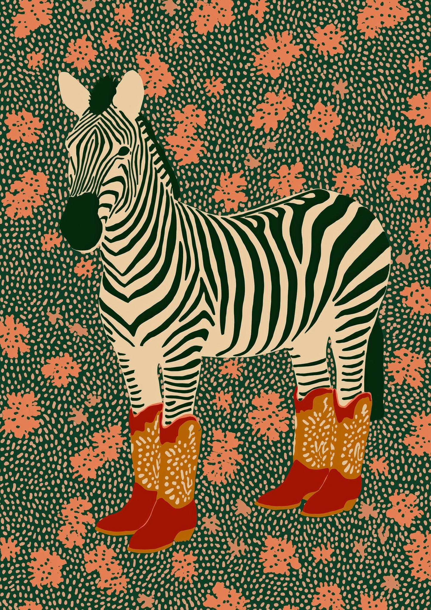 Zebra in Cowboy Boots Print, Funny Animal Wall Art