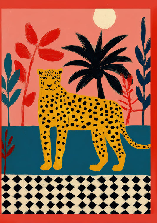 Leopard and Palms Print, Tropical Animal Wall Art