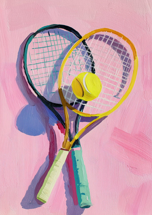 Crossed Tennis Rackets Print, Vintage Sport Wall Art
