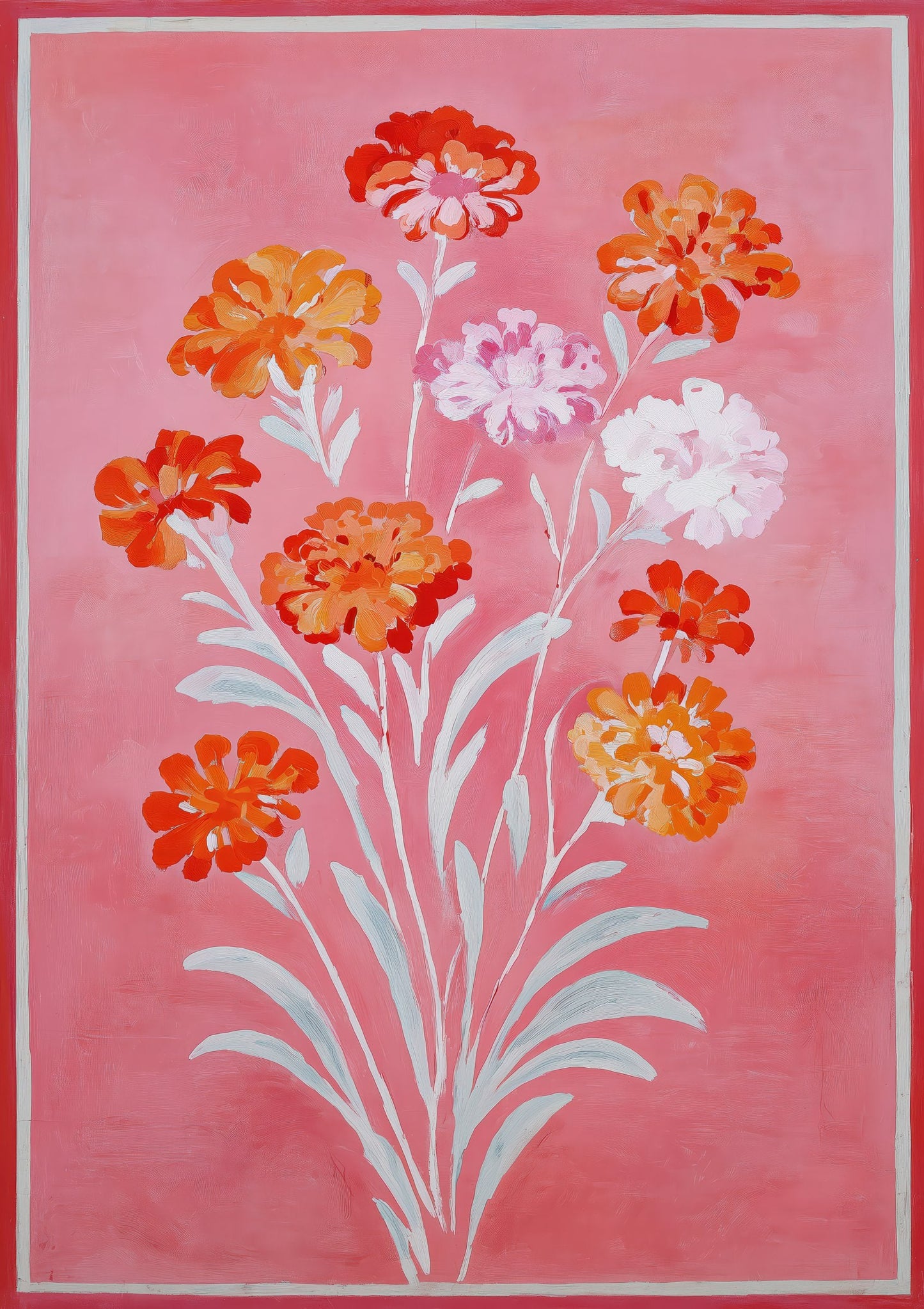 Flowers on Pink Print, Soft Floral Still Life Wall Art