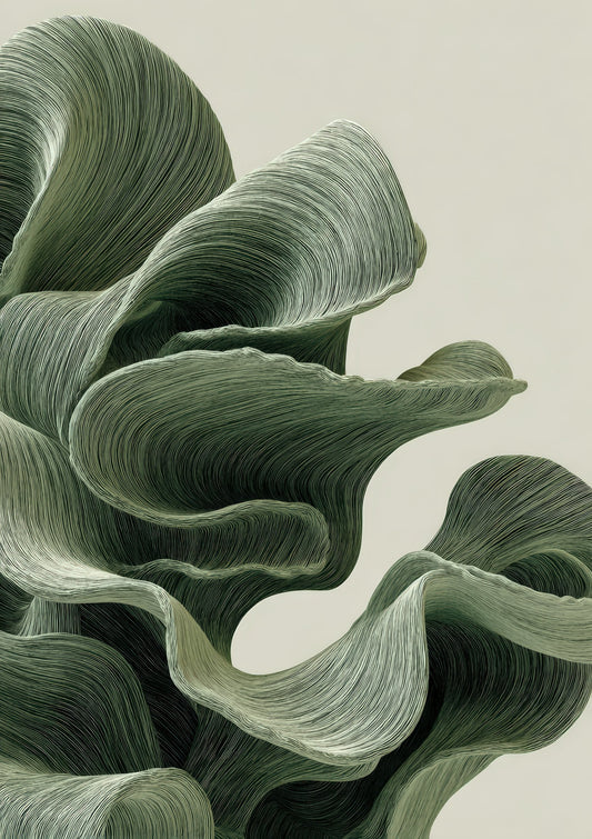 Sage Green Abstract Print, Japandi Botanical Wall Art