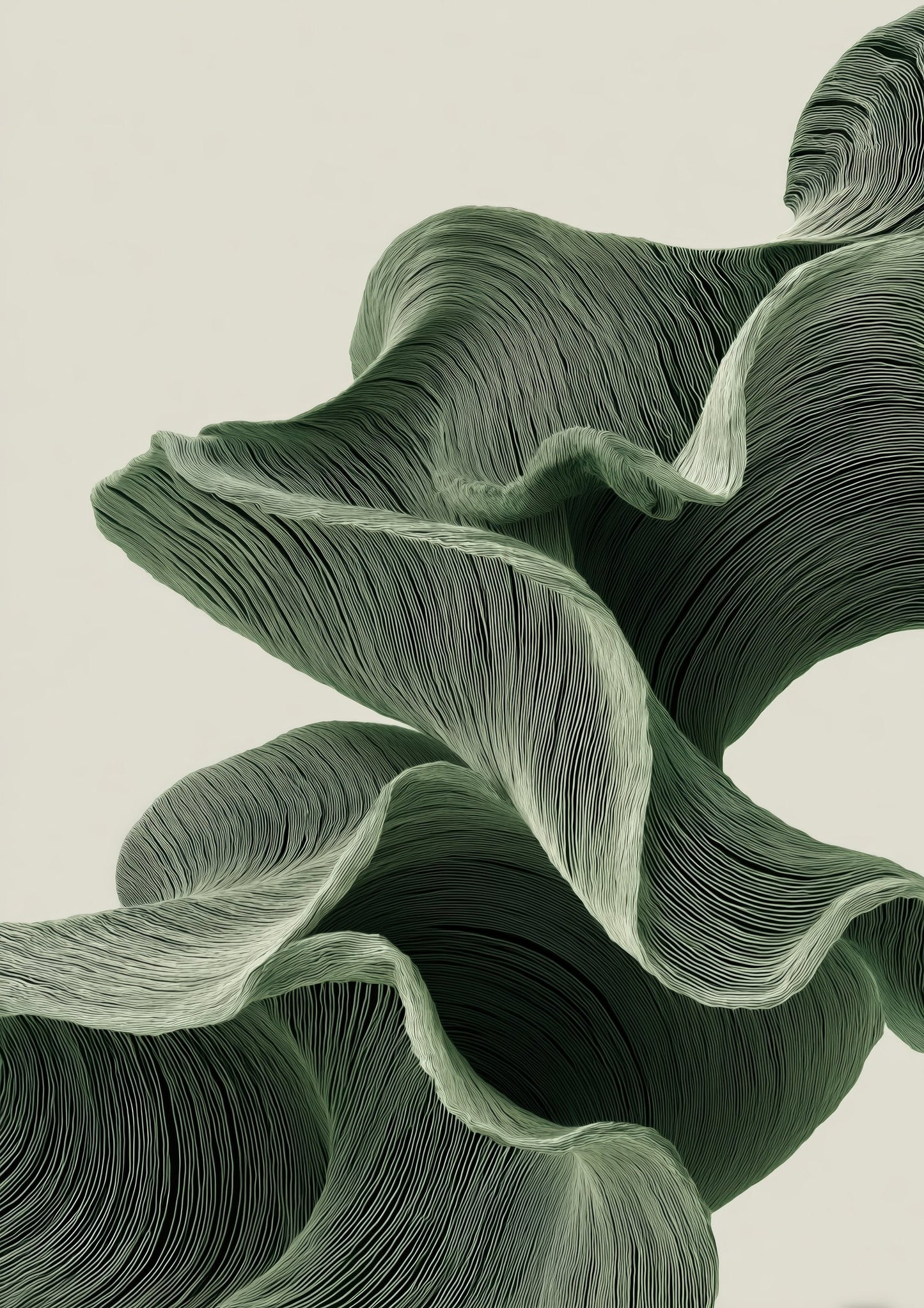 Sage Green Ribbon Print, Minimalist Abstract Wall Art