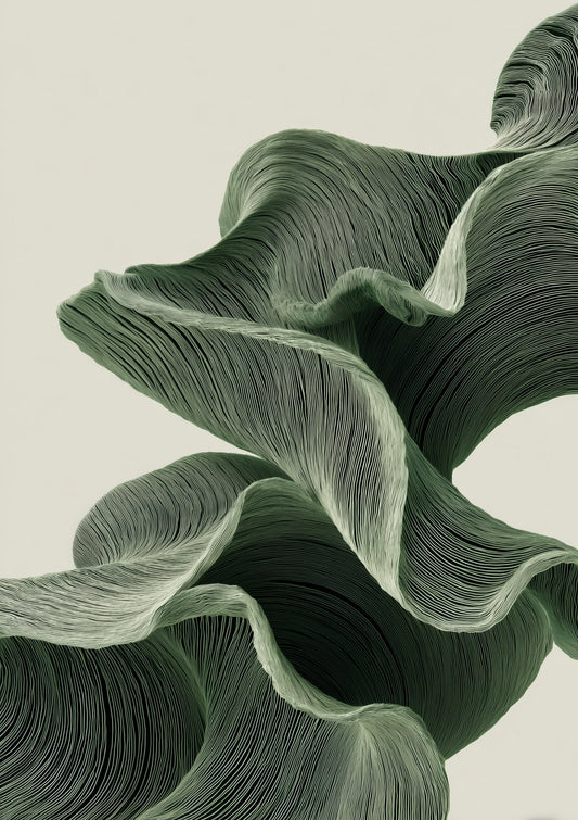 Sage Green Ribbon Print, Minimalist Abstract Wall Art