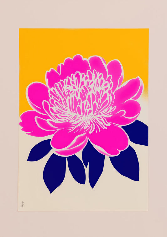 Pink Peony Graphic Print, Bold Floral Wall Art