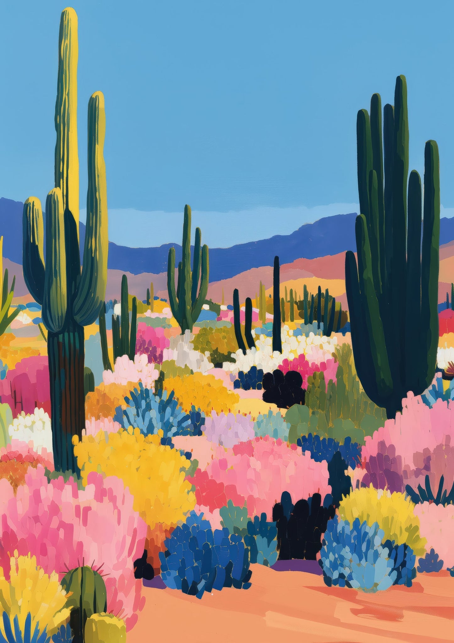 Desert Flowers Print, Colourful Cactus Wall Art