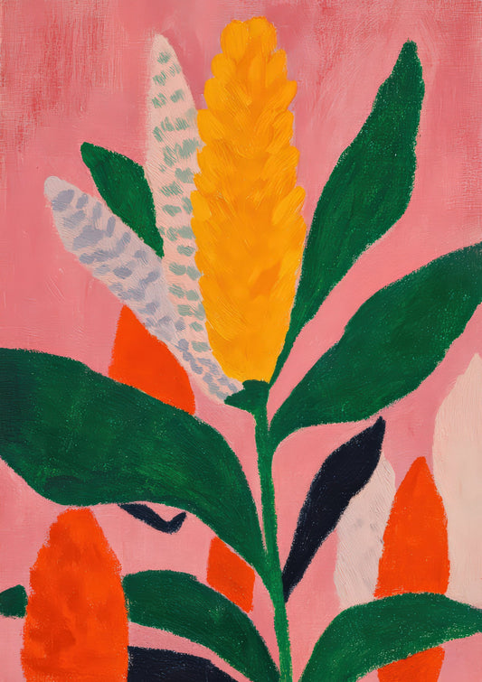 Celosia Flower Print, Bold Botanical Wall Art