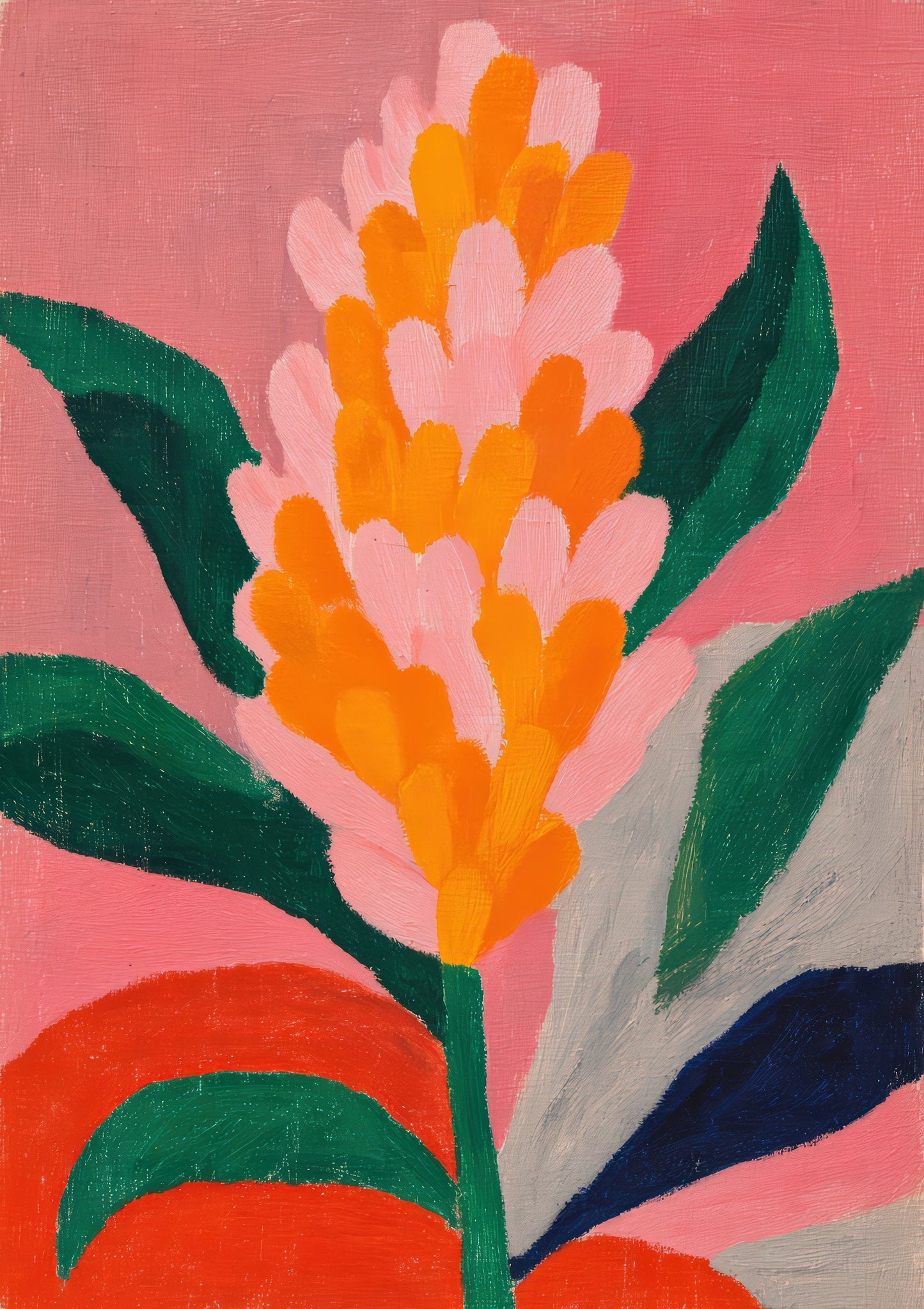 Pink Celosia Bloom Print, Bold Botanical Wall Art