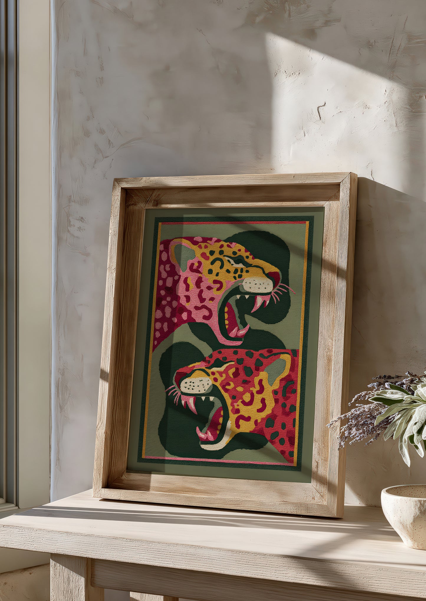 Leopard Heads Rug Print, Bold Animal Wall Art