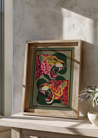 Leopard Heads Rug Print, Bold Animal Wall Art