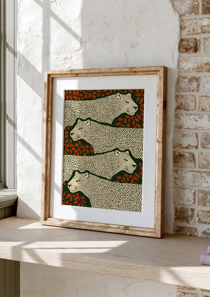 White Leopards Print, Graphic Big Cat Wall Art